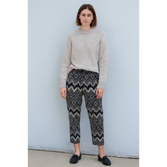 J.Crew Black White Geometric Print Pants | Drawstring Boho Artsy | NWT Size 0 - Picture 1 of 10